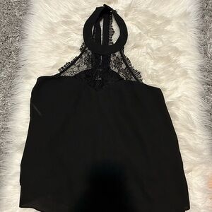 Black Lace Halter Top